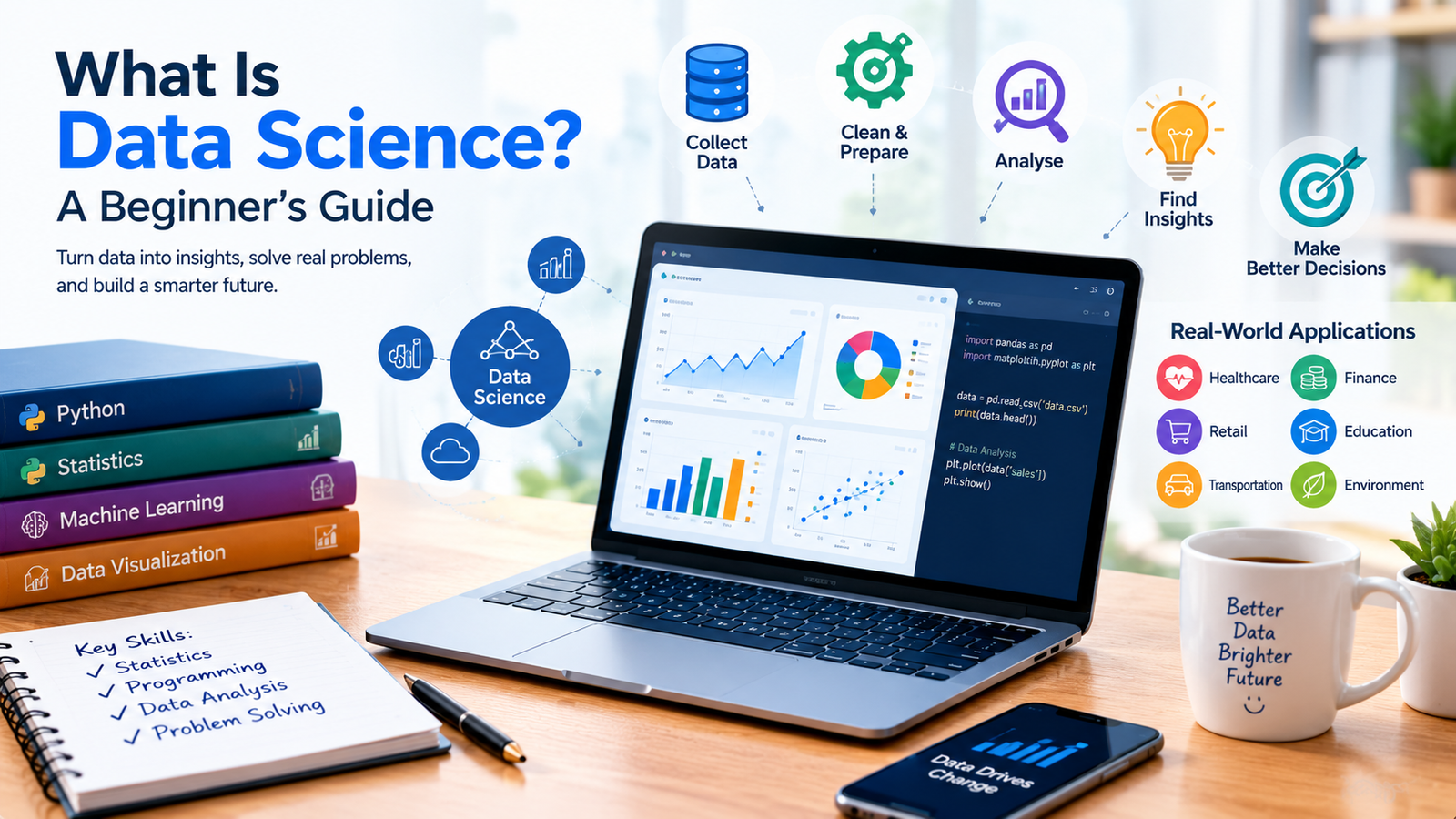 What Is Data Science? A Beginner’s Guide to Skills, Tools, and Real-World Applications